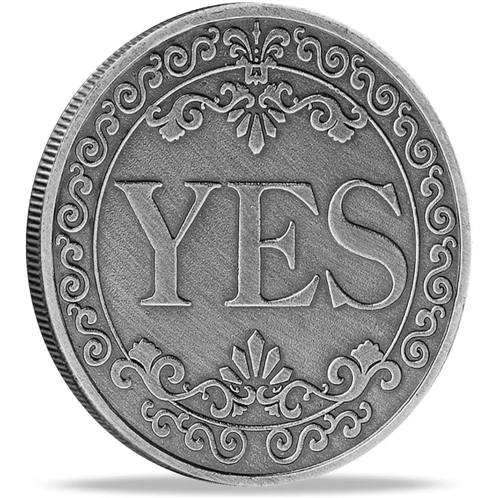 Decorative Silver Coin with 'YES' ‘NO’ Inscription